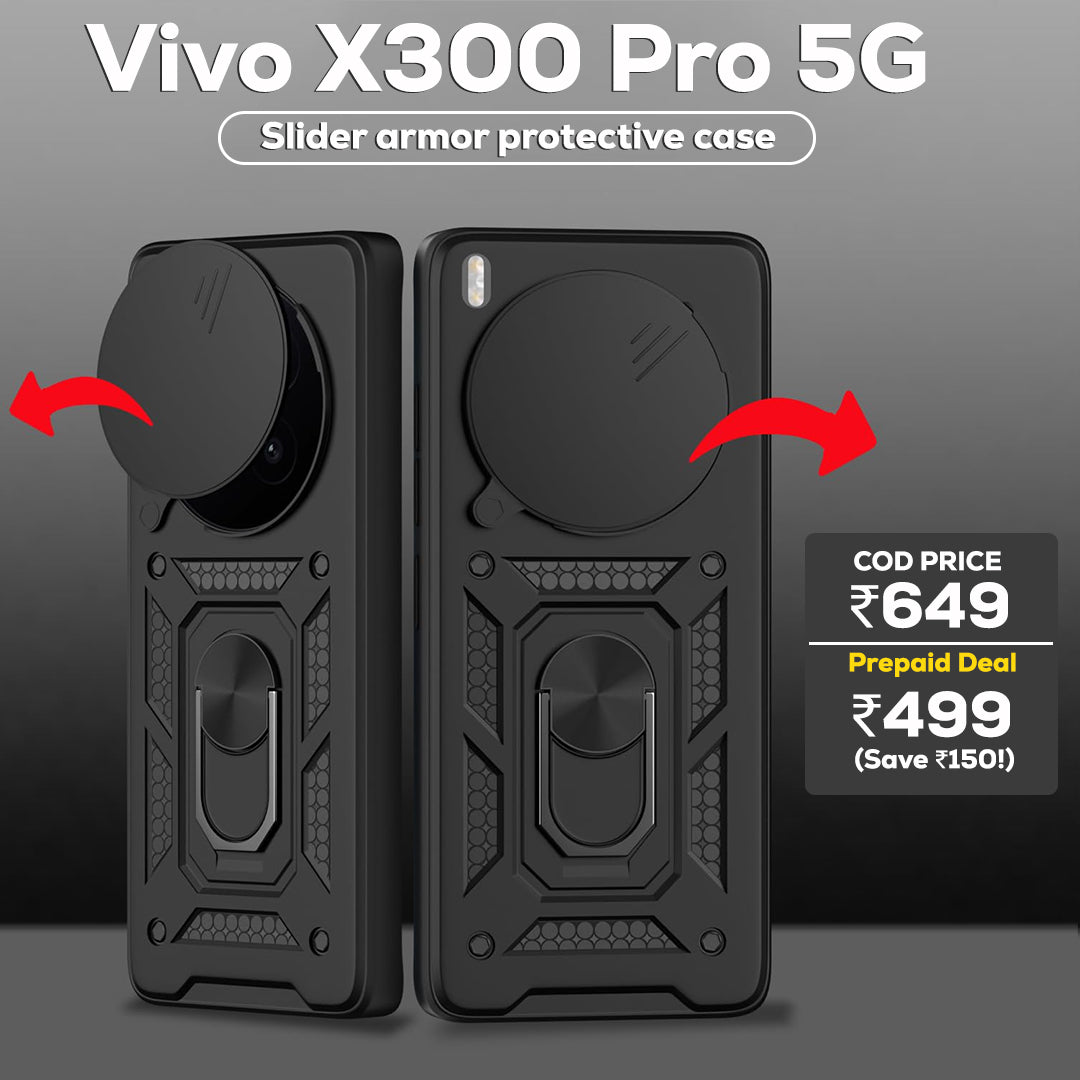 VIVO X300 PRO 5G Armor Military-grade Case With Sliding Camera Cover & 360 Kickstand
