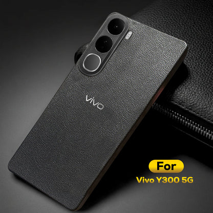 Vivo Y300 5G Solid Color Leather Texture Matte Phone Back Case