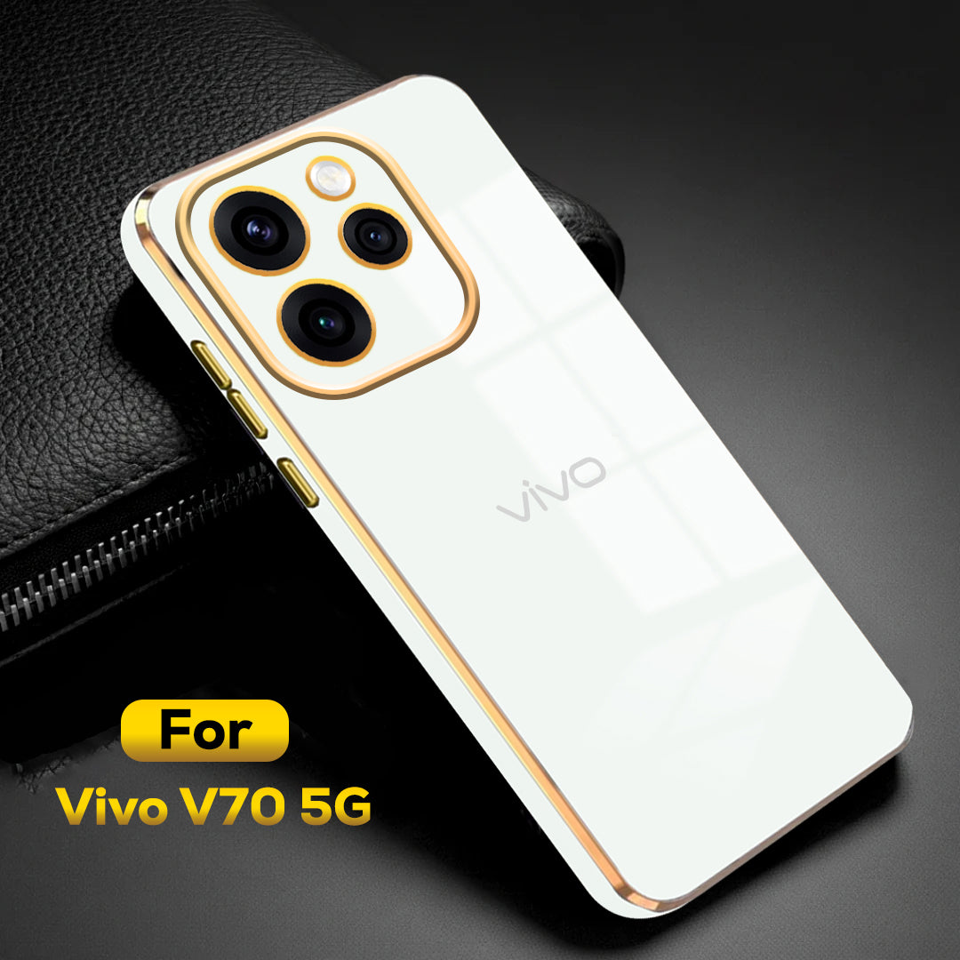 VIVO V70 5G ULTRA-SHINE GOLD ELECTROPLATED LUXURIOUS  BACK CASE WITH CAMERA PROTECTION