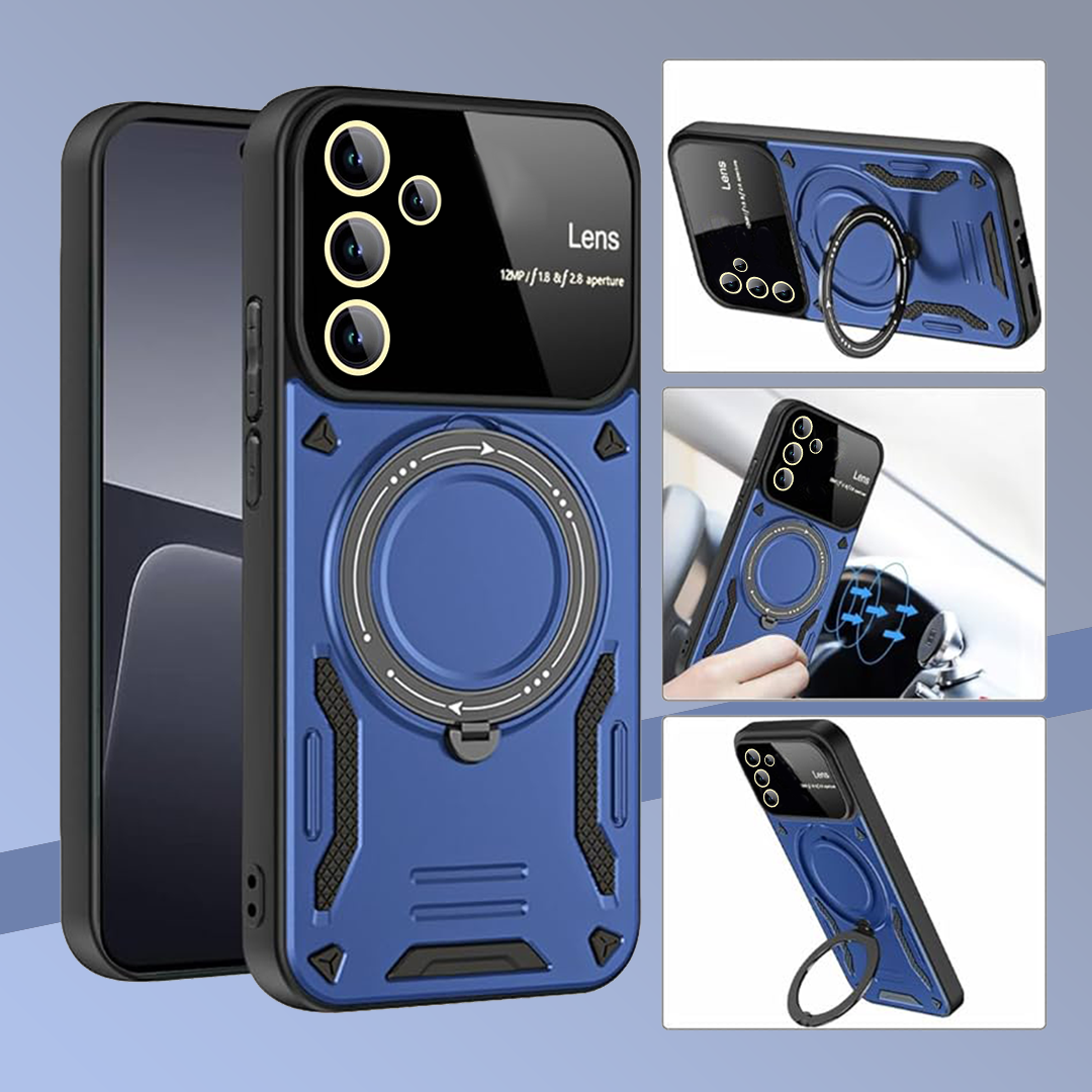 SAMSUNG GALAXY S23 FE 5G Heavy Duty Rugged Shockproof Camera Lens Protector Phone Cover with Kickstand