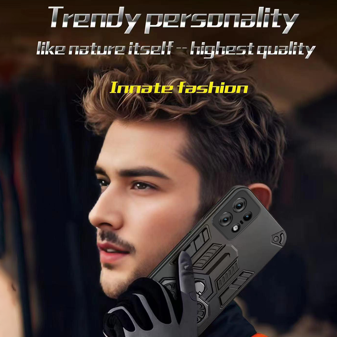 Motorola Edge 50 Neo 5G Armor knight Series Camera Protection 2 in 1 Shockproof Phone Cover with Kickstand
