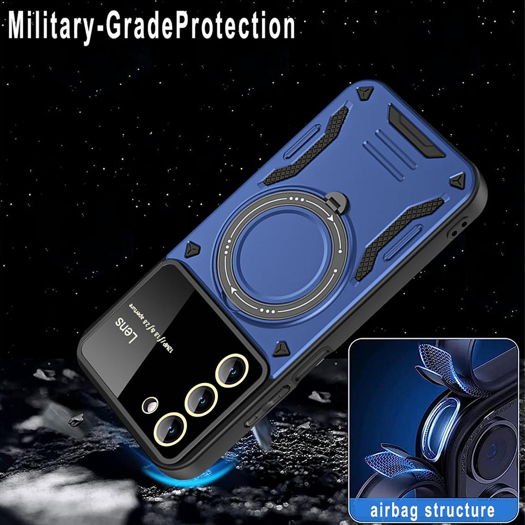 SAMSUNG GALAXY S23 5G Heavy Duty Rugged Shockproof Camera Lens Protector Phone Cover with Kickstand