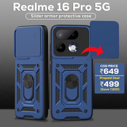 Realme 16 Pro 5G Armor Military-grade Case With Sliding Camera Cover & 360 Kickstand