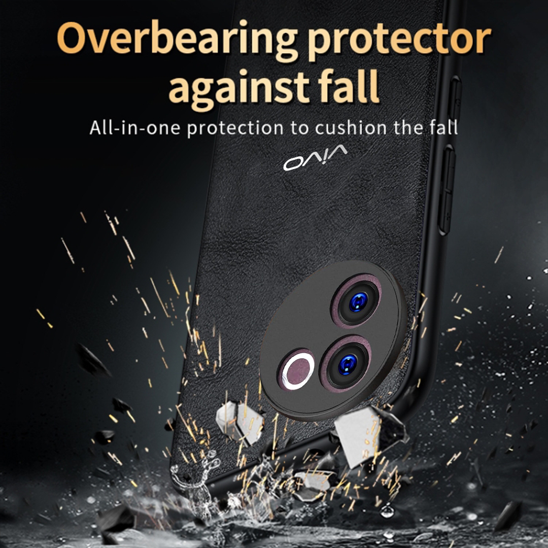 VIVO V30E 5G Business Style PU LEATHER PROTECTIVE BACK CASE WITH CAMERA PROTECTION