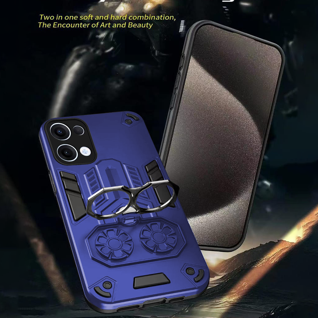 Oppo Reno 13 5G Armor knight Series Camera Protection 2 in 1 Shockproof Phone Cover with Kickstand