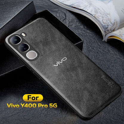 VIVO Y400 PRO 5G Business Style PU LEATHER PROTECTIVE BACK CASE WITH CAMERA PROTECTION