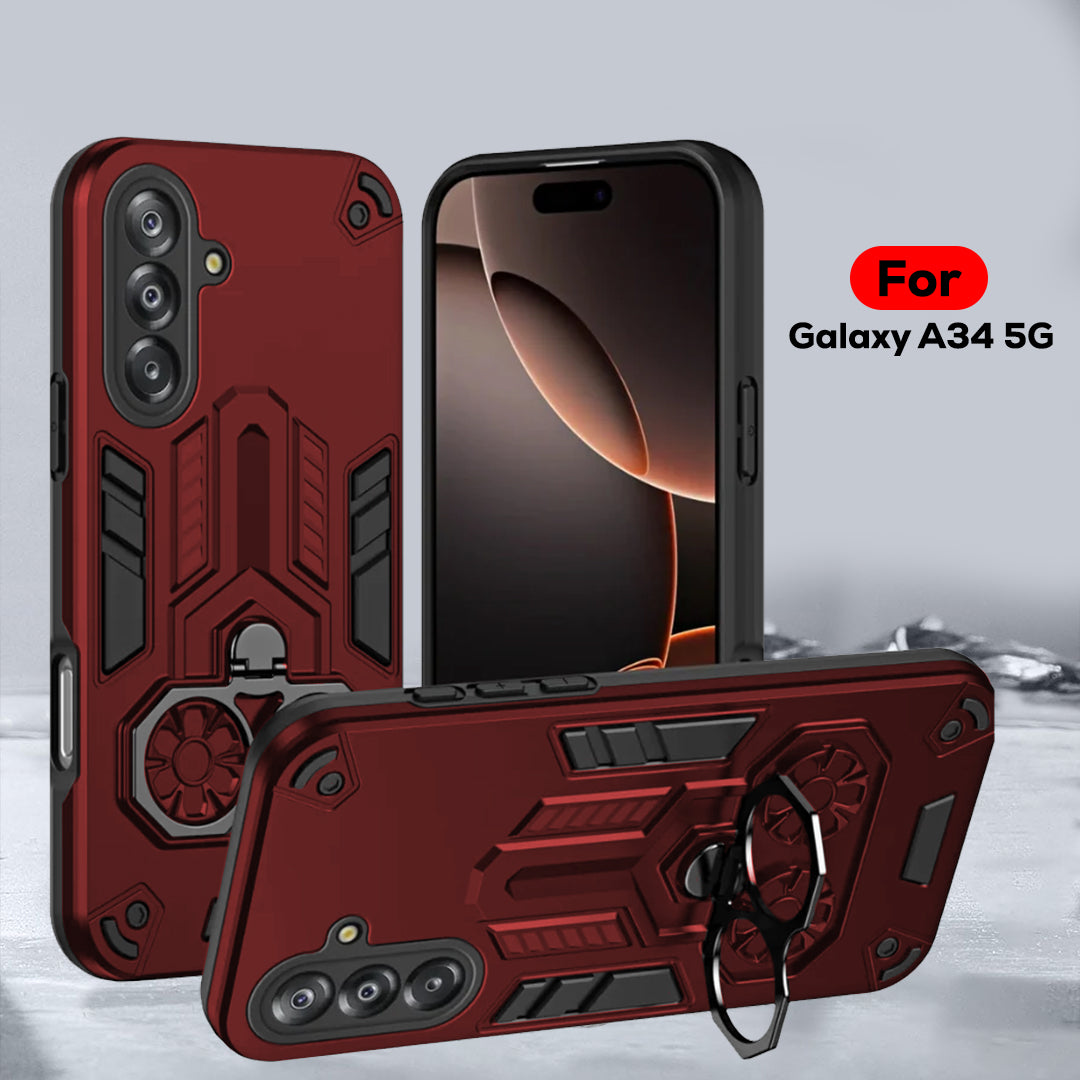 Samsung Galaxy A34 5G Armor knight Series Camera Protection 2 in 1 Shockproof Phone Cover with Kickstand