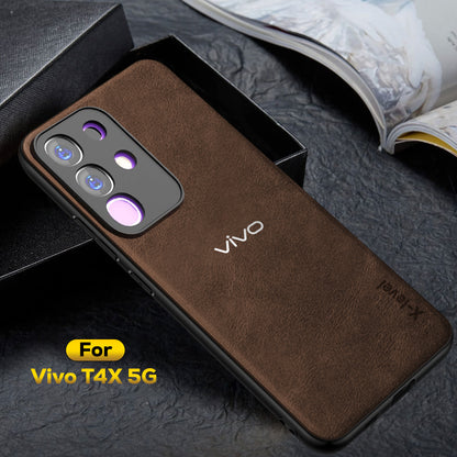 VIVO T4x 5G  Business Style  PU LEATHER PROTECTIVE BACK CASE WITH CAMERA PROTECTION