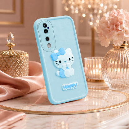 VIVO V40 5G Soft Silicone 3D Hello Kitty character design Back Case with Camera Protection