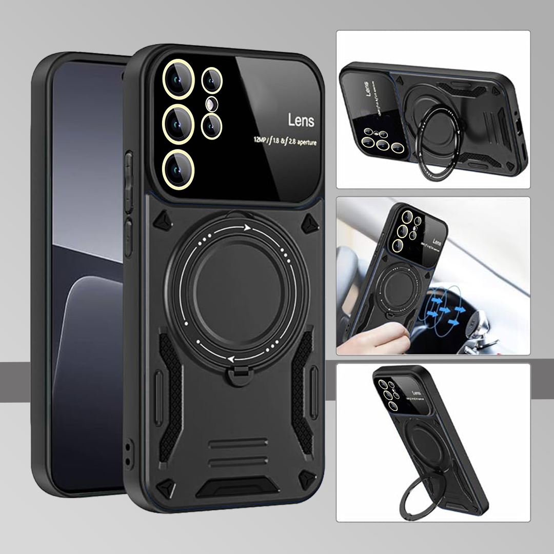SAMSUNG GALAXY S23 Ultra 5G Heavy Duty Rugged Shockproof Camera Lens Protector Phone Cover with Kickstand