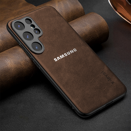 Samsung Galaxy S24 ULTRA 5G BUSINESS STYLE PU LEATHER PROTECTIVE BACK CASE WITH CAMERA PROTECTION
