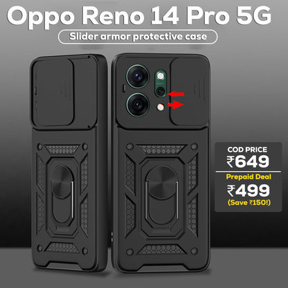 OPPO RENO 14 PRO 5G Armor Military-grade Case With Sliding Camera Cover & 360 Kickstand
