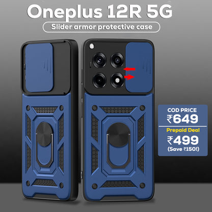 ONEPLUS 12R 5G Armor Military-grade Case With Sliding Camera Cover & 360 Kickstand