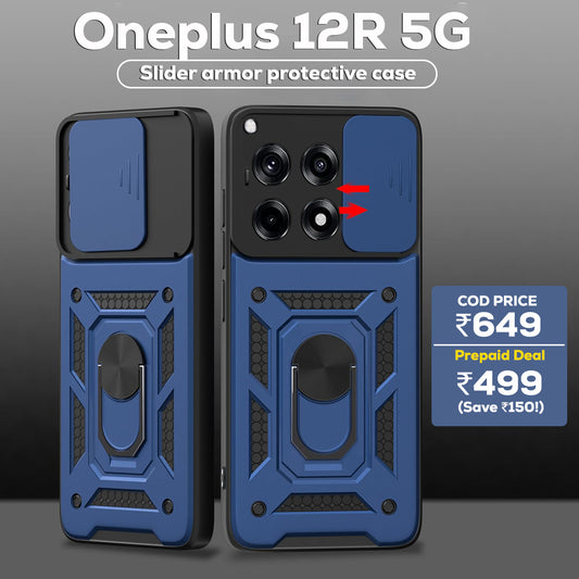 ONEPLUS 12R 5G Armor Military-grade Case With Sliding Camera Cover & 360 Kickstand