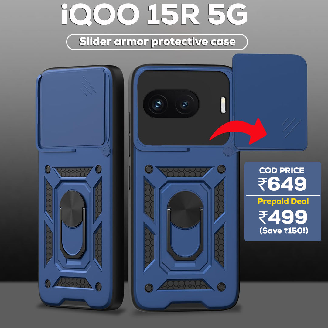 iQOO 15R 5G Armor Military-grade Case With Sliding Camera Cover & 360 Kickstand