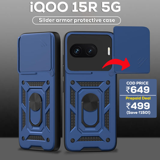 iQOO 15R 5G Armor Military-grade Case With Sliding Camera Cover & 360 Kickstand
