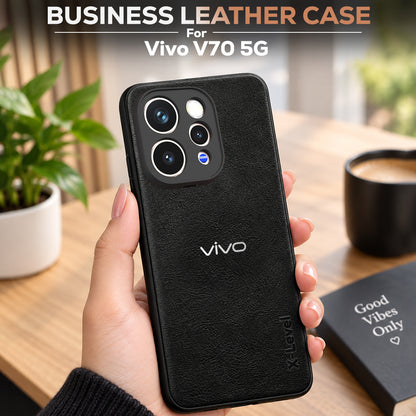 VIVO V70 5G  Business Style PU LEATHER PROTECTIVE BACK CASE WITH CAMERA PROTECTION