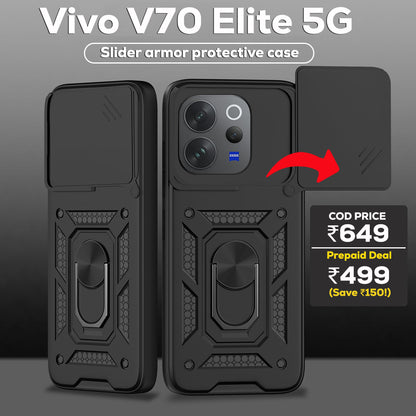 VIVO V70 Elite 5G Armor Military-grade Case With Sliding Camera Cover & 360 Kickstand