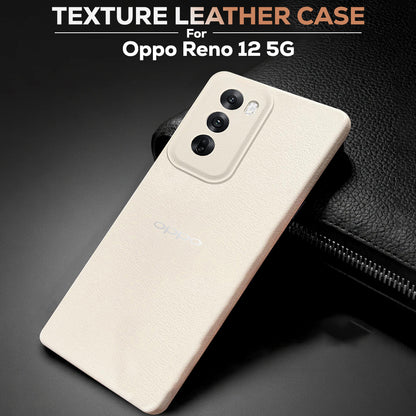 Oppo Reno 12 5G Solid Color Leather Texture Matte Phone Back Case