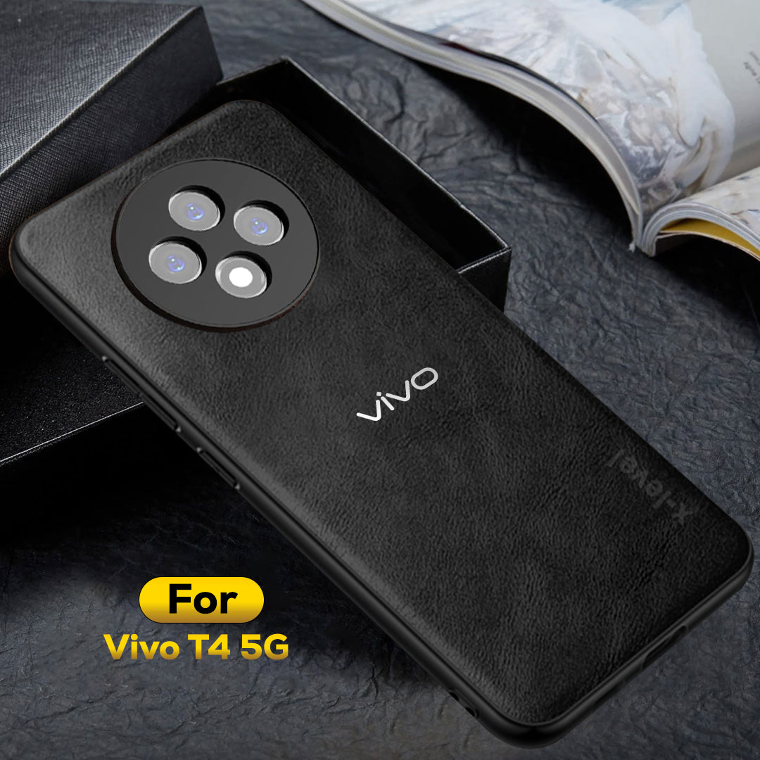 VIVO T4 5G Business Style PU LEATHER PROTECTIVE BACK CASE WITH CAMERA PROTECTION