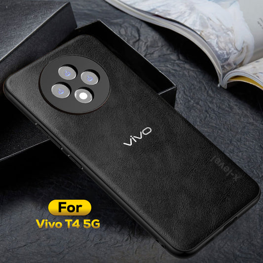 VIVO T4 5G Business Style PU LEATHER PROTECTIVE BACK CASE WITH CAMERA PROTECTION