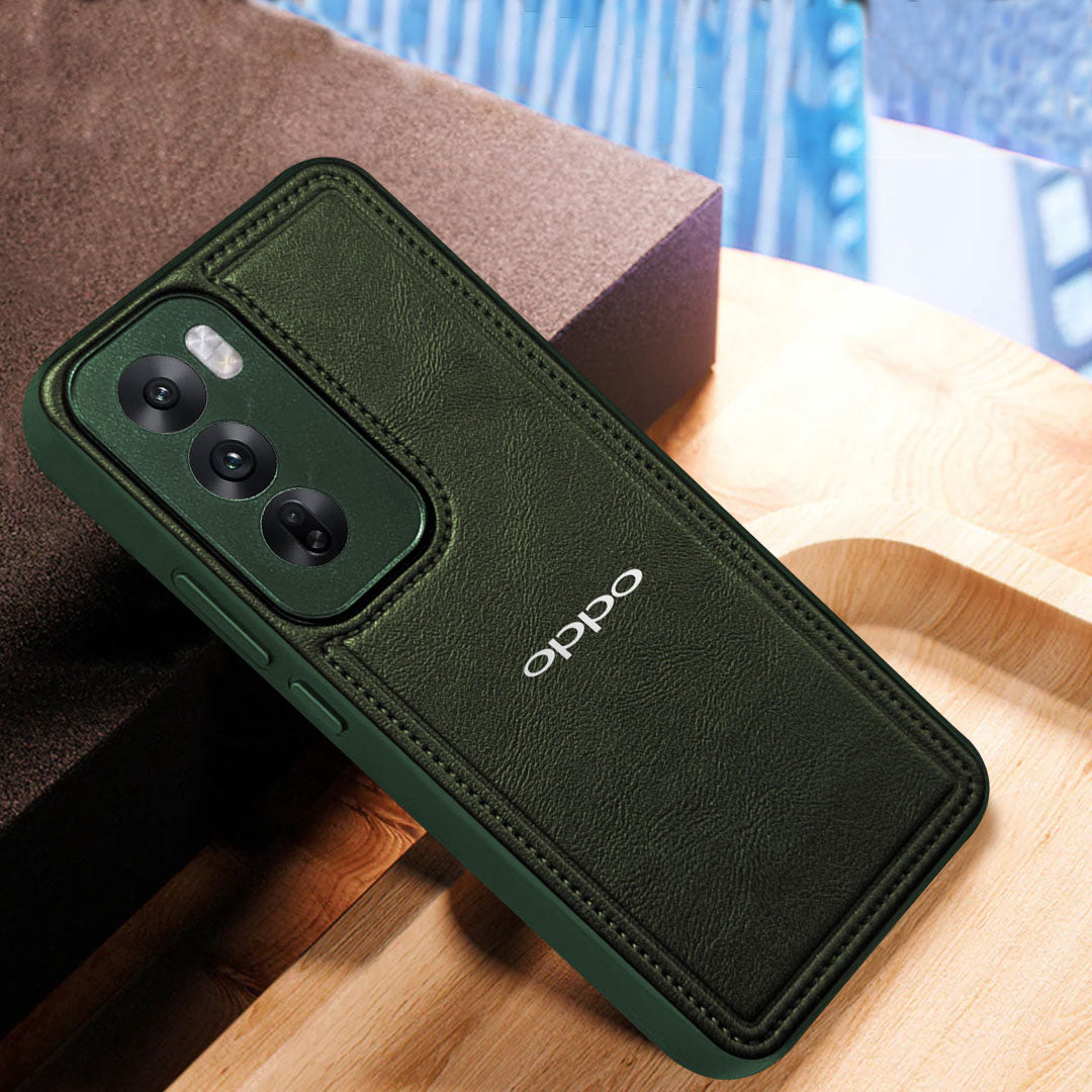 OPPO RENO 12 5G Vintage Leather Stitched Protective Back Case