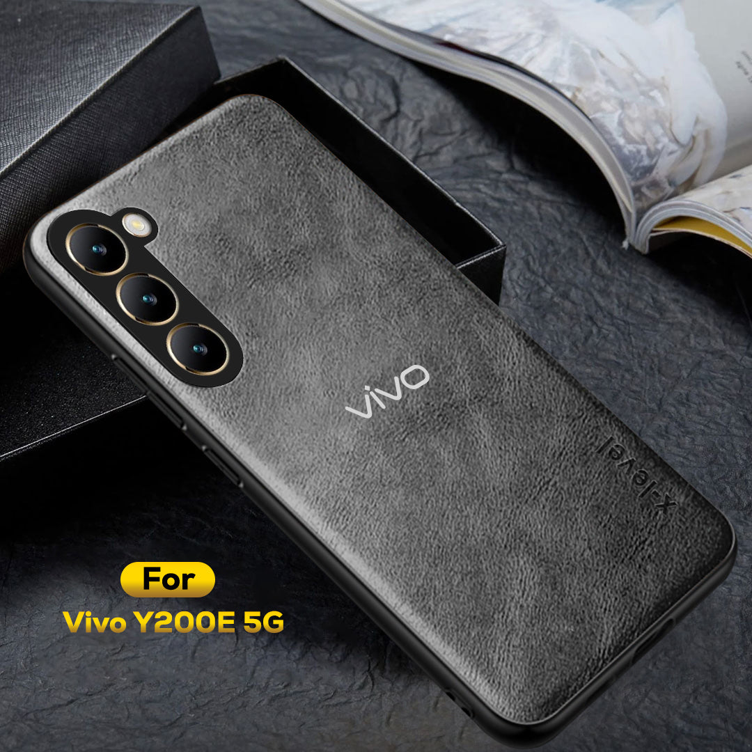 VIVO Y200E 5G Business Style PU LEATHER PROTECTIVE BACK CASE WITH CAMERA PROTECTION