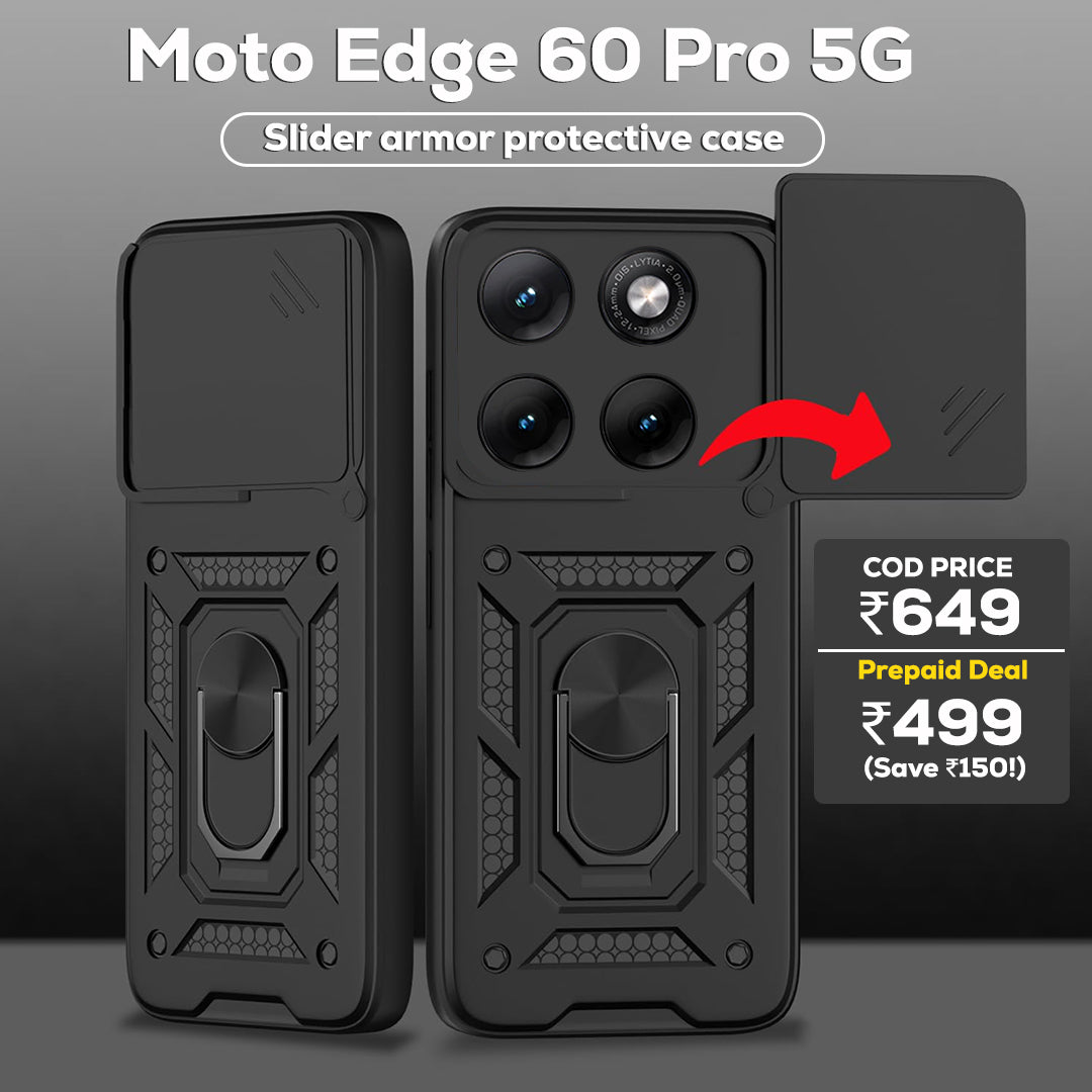 MOTOROLA EDGE 60 PRO 5G Armor Military-grade Case With Sliding Camera Cover & 360 Kickstand
