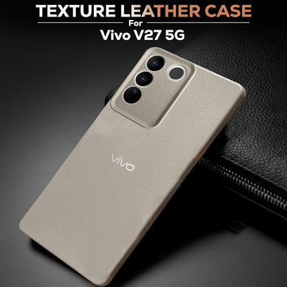 VIVO V27 5G Solid Color Leather Texture Matte Phone Back Case