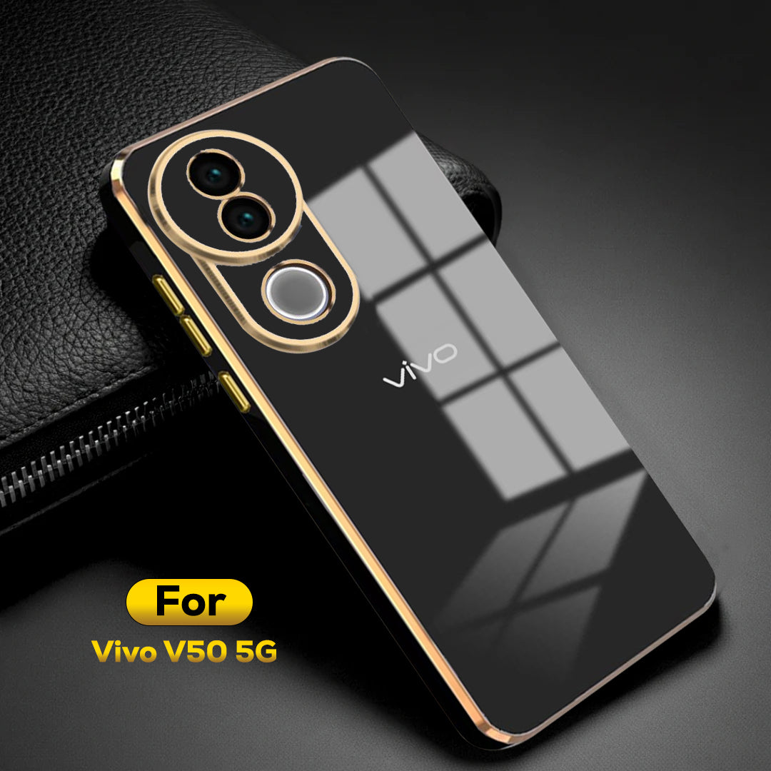 VIVO V50 5G ULTRA-SHINE GOLD ELECTROPLATED LUXURIOUS  BACK CASE WITH CAMERA PROTECTION