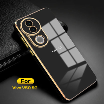 VIVO V50 5G ULTRA-SHINE GOLD ELECTROPLATED LUXURIOUS  BACK CASE WITH CAMERA PROTECTION