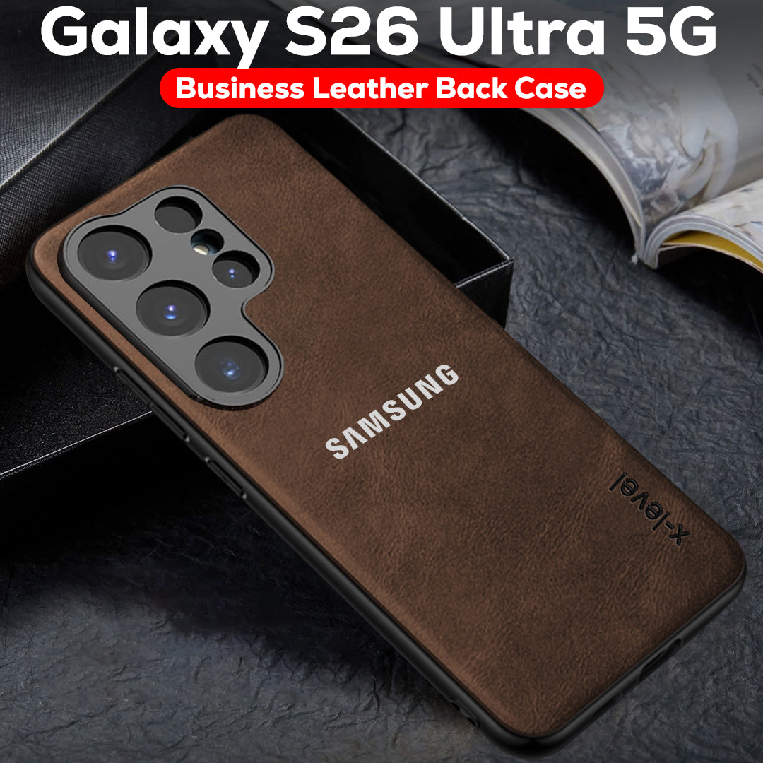 Samsung Galaxy S26 ULTRA 5G BUSINESS STYLE PU LEATHER PROTECTIVE BACK CASE WITH CAMERA PROTECTION