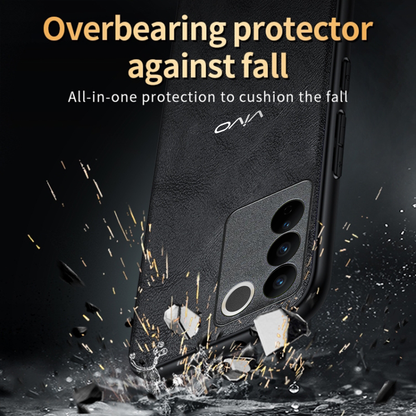 VIVO V27 5G Business Style PU LEATHER PROTECTIVE BACK CASE WITH CAMERA PROTECTION