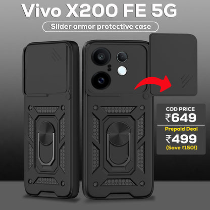 VIVO X200 FE 5G Armor Military-grade Case With Sliding Camera Cover & 360 Kickstand