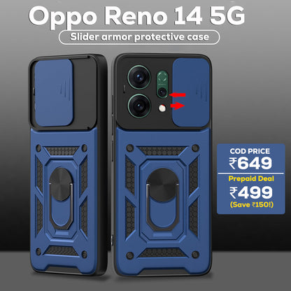 OPPO RENO 14 5G Armor Military-grade Case With Sliding Camera Cover & 360 Kickstand
