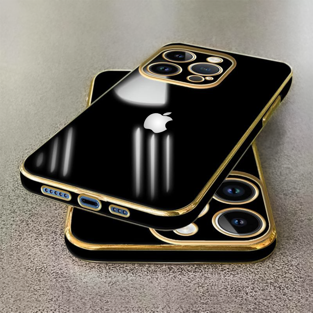 IPHONE 14-SERIES ULTRA-SHINE GOLD ELECTROPLATED LUXURIOUS BACK CASE WITH CAMERA PROTECTION