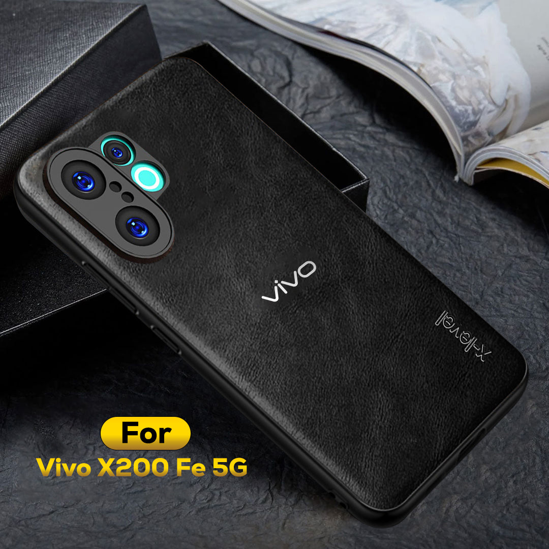 VIVO X200 FE 5G Business Style PU LEATHER PROTECTIVE BACK CASE WITH CAMERA PROTECTION