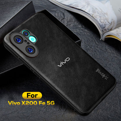 VIVO X200 FE 5G Business Style PU LEATHER PROTECTIVE BACK CASE WITH CAMERA PROTECTION