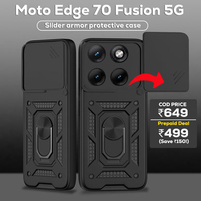 MOTOROLA EDGE 70 Fusion 5G Armor Military-grade Case With Sliding Camera Cover & 360 Kickstand