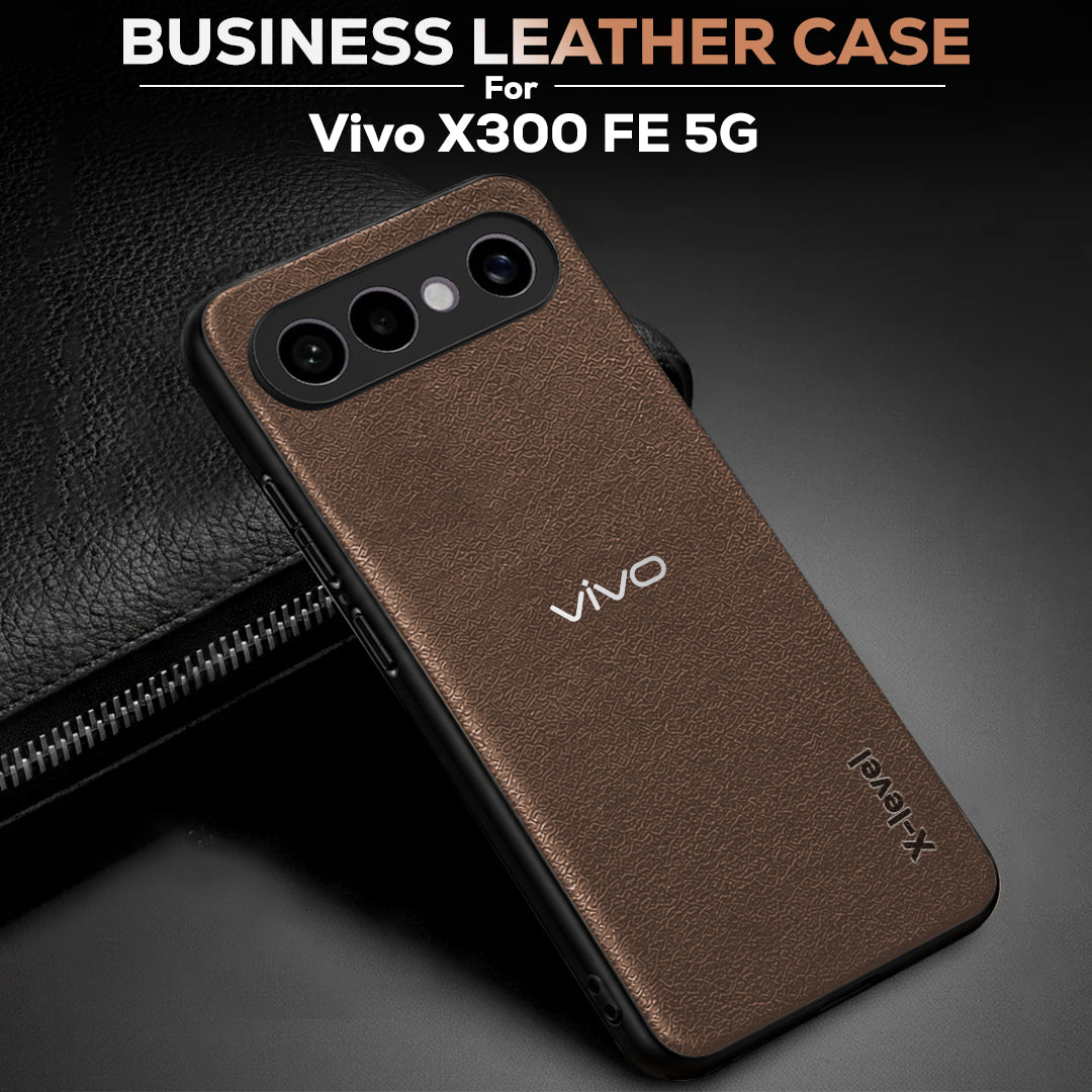 VIVO X300 FE 5G  Business Style PU LEATHER PROTECTIVE BACK CASE WITH CAMERA PROTECTION