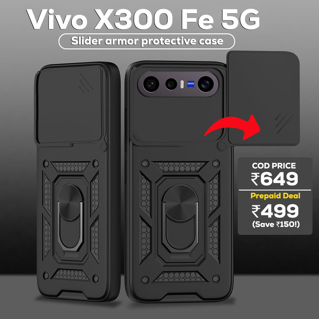 VIVO X300 FE 5G Armor Military-grade Case With Sliding Camera Cover & 360 Kickstand