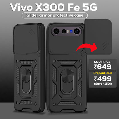 VIVO X300 FE 5G Armor Military-grade Case With Sliding Camera Cover & 360 Kickstand