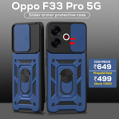 Oppo F33 PRO 5G Armor Military-grade Case With Sliding Camera Cover & 360 Kickstand