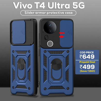 VIVO T4 ULTRA 5G Armor Military-grade Case With Sliding Camera Cover & 360 Kickstand
