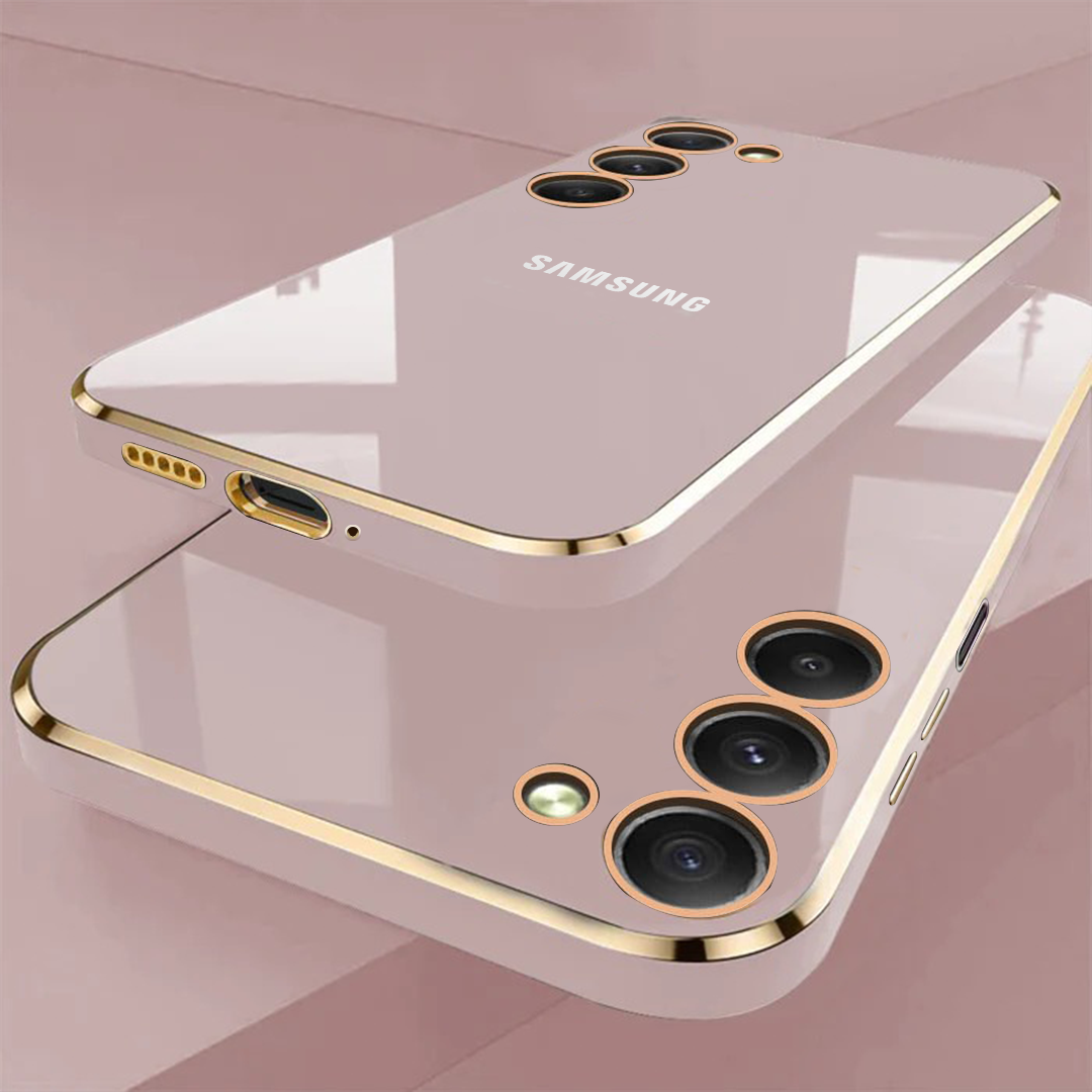 SAMSUNG GALAXY S25 5G ULTRA-SHINE GOLD ELECTROPLATED LUXURIOUS  BACK CASE WITH CAMERA PROTECTION