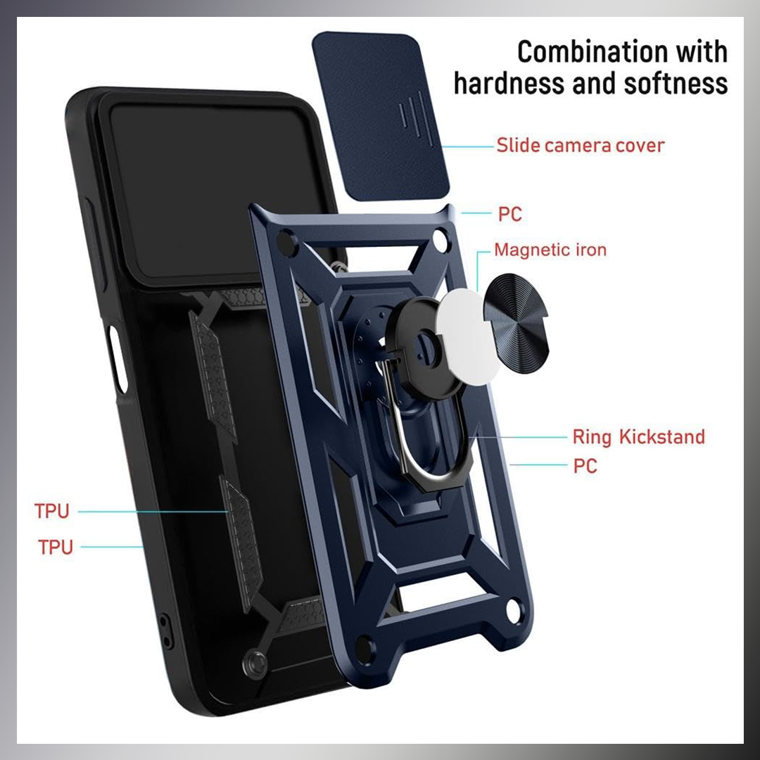 IPhone 14 5G Armor Military-grade Case With Sliding Camera Cover & 360 Kickstand