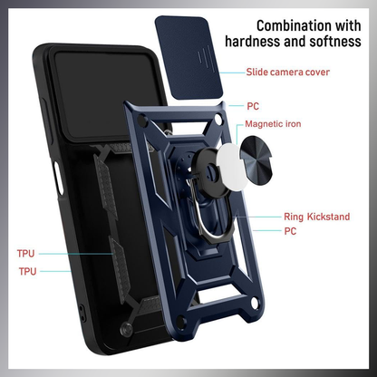 IPhone 14 5G Armor Military-grade Case With Sliding Camera Cover & 360 Kickstand
