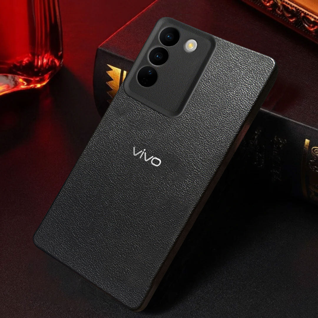 VIVO Y200 5G Solid Color Leather Texture Matte Phone Back Case