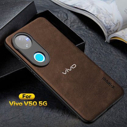 VIVO V50 5G  Business Style PU LEATHER PROTECTIVE BACK CASE WITH CAMERA PROTECTION