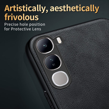 VIVO Y400 5G Business Style PU LEATHER PROTECTIVE BACK CASE WITH CAMERA PROTECTION